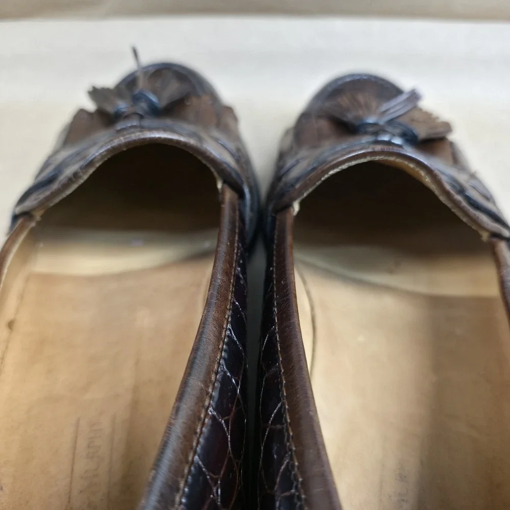 Johnston Murphy (8.5 M) Italy Tassel Kilt Loafers Brown Croc Print Men's Shoes